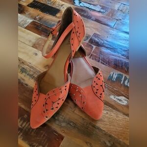 Women’s Mia Orange Pointed-Toe Ankle-Strap Flats